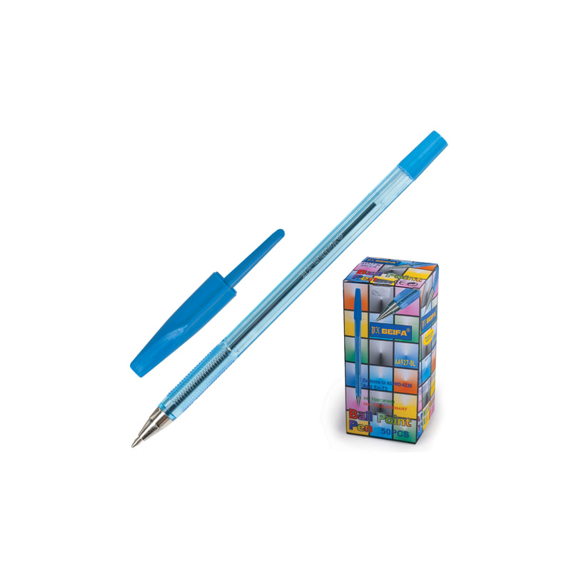 Ручка шариковая Beifa (Бэйфа) 927, корпус тонированный синий, узел 0,7 мм, линия 0,5 мм, синяя, AA927-BL