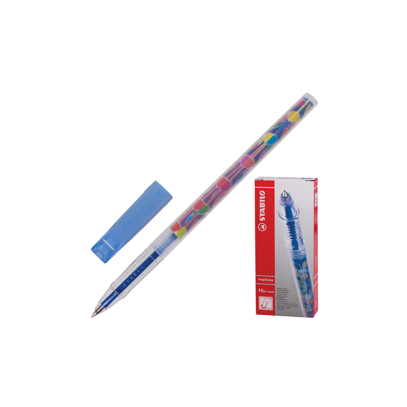 Ручка шариковая Stabilo "Tropikana", корпус ассорти, узел 0,7 мм, линия 0,38 мм, синяя, 838/41F