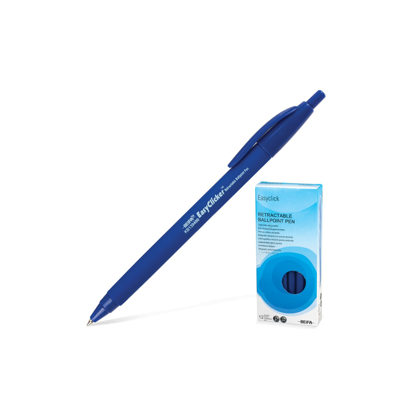 Ручка шариковая автоматическая Beifa (Бэйфа), трехгранная, узел 0,7 мм, линия 0,5 мм, синяя, KB139400JC