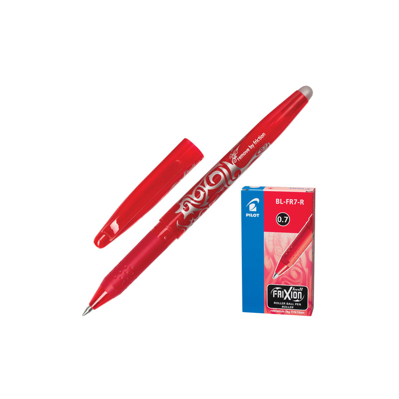 Ручка стираемая гелевая Pilot "Frixion", корпус красный, узел 0,7 мм, линия 0,35 мм, красная, BL-FR-7