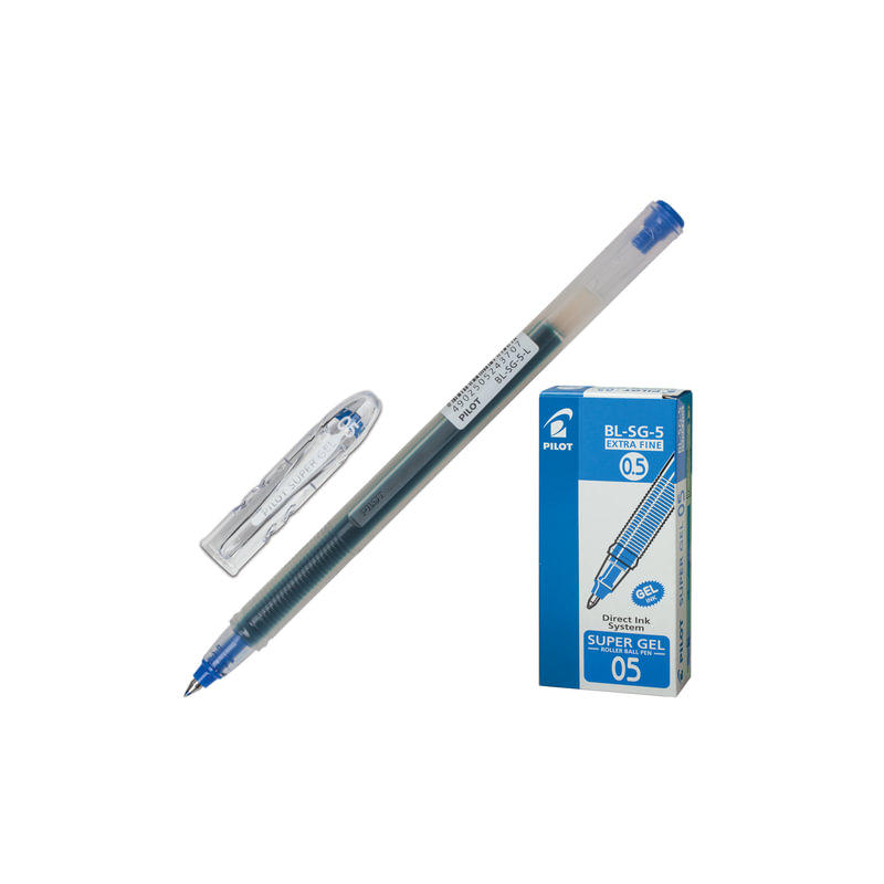 Ручка гелевая Pilot "Super Gel", корпус прозрачный, узел 0,5 мм, линия 0,3 мм, синяя, BL-SG-5