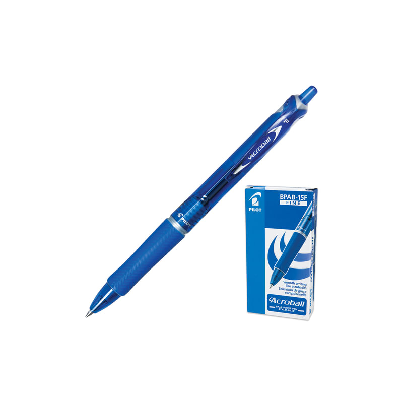 Ручка шариковая автоматическая Pilot "Acroball", корпус тонированный синий, узел 0,7 мм, линия 0,28 мм, синяя, BPAB-15F