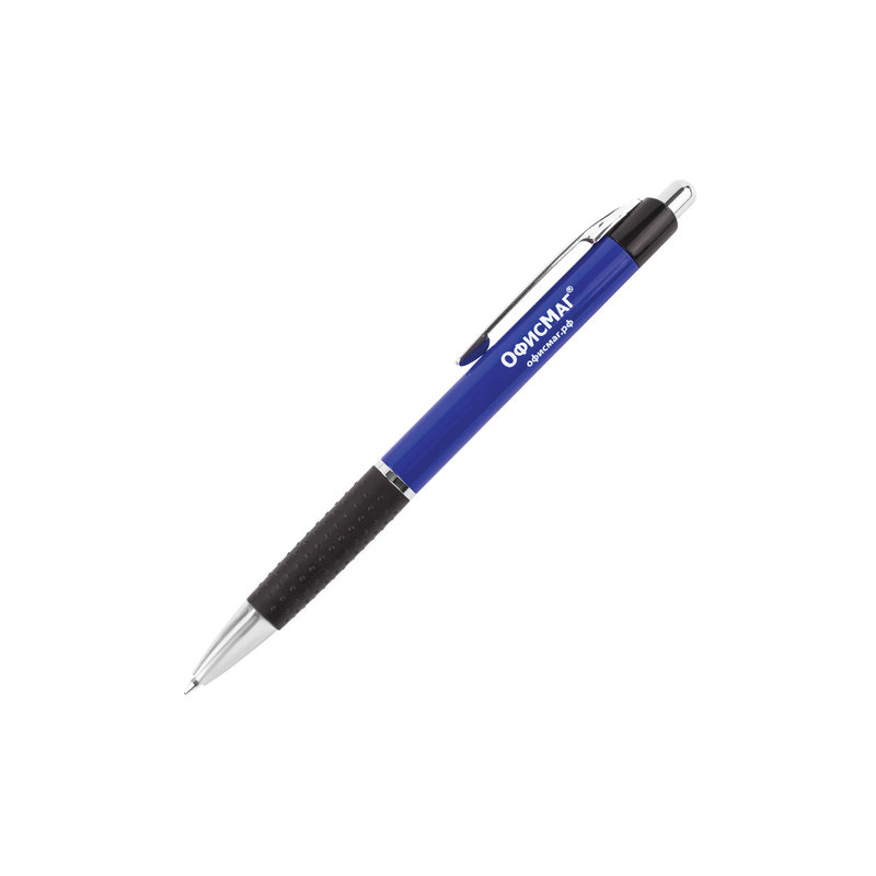 Ручка шариковая автоматическая ОФИСМАГ корпус синий, узел 0,7 мм, линия письма 0,35 мм, синяя, 141877