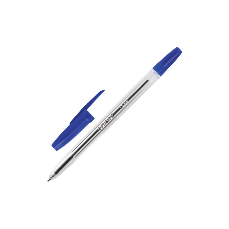 Ручка шариковая ОФИСМАГ "Line", корпус прозрачный, узел 1 мм, линия 0,5 мм, синяя, 141878