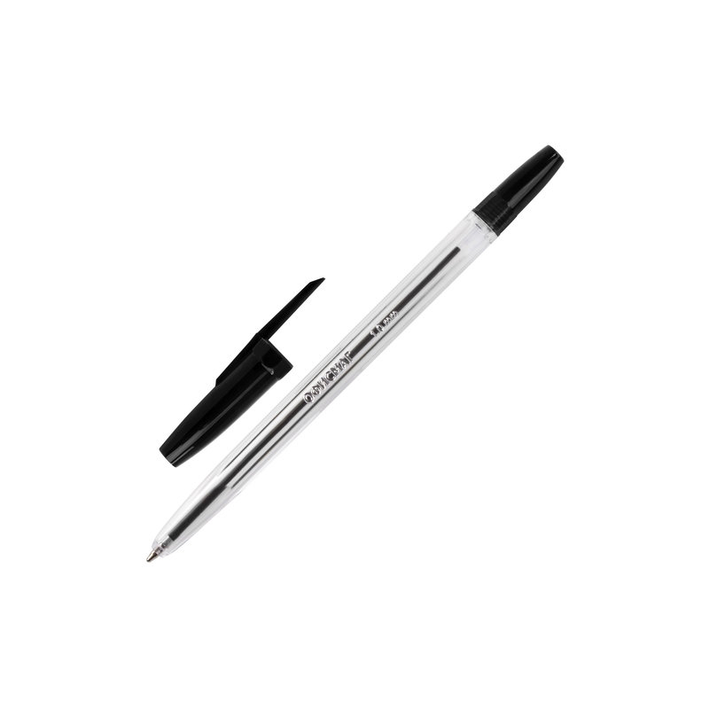 Ручка шариковая ОФИСМАГ "Line", корпус прозрачный, узел 1 мм, линия письма 0,5 мм, черная, 141879