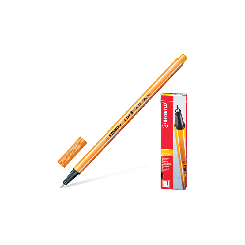 Ручка капиллярная Stabilo "Point", корпус оранжевый, толщина письма 0,4 мм, неоновая оранжевая, 88/054