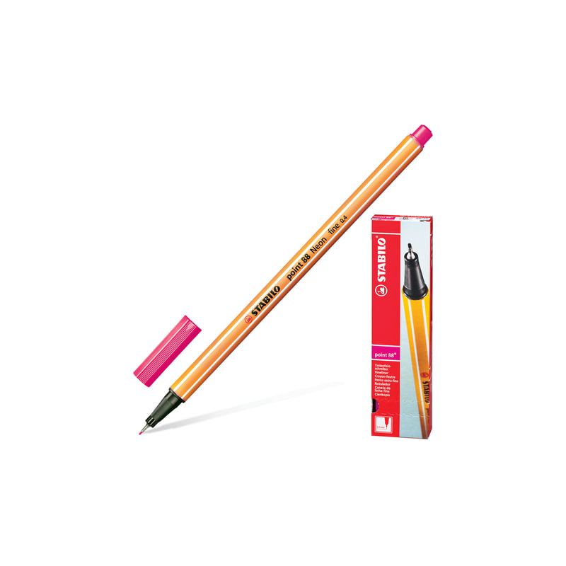 Ручка капиллярная Stabilo "Point", корпус оранжевый, толщина письма 0,4 мм, неоновая розовая, 88/056