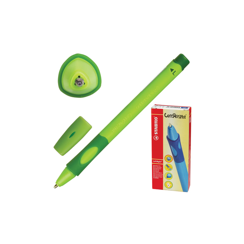 Ручка шариковая Stabilo "Left Right", для левшей, корпус зеленый, узел 0,8 мм, линия 0,4 мм, синяя, 6318/2-10-41