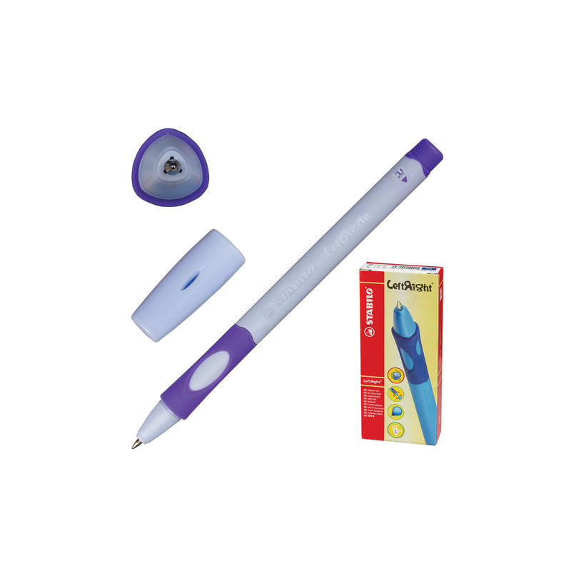 Ручка шариковая Stabilo "Left Right", для правшей, корпус лавандовый, узел 0,8 мм, линия 0,4 мм, синяя, 6328/6-10-41