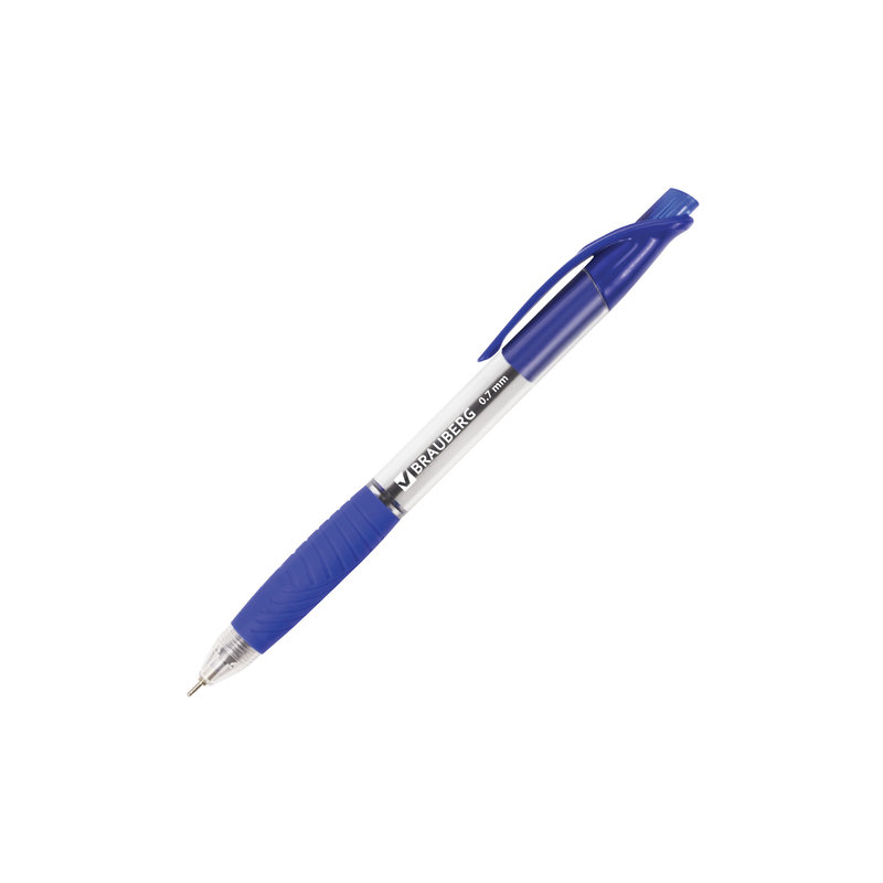 Ручка шариковая масляная автоматическая BRAUBERG "Metropolis", узел 0,7 мм, линия 0,35 мм, синяя, 142132