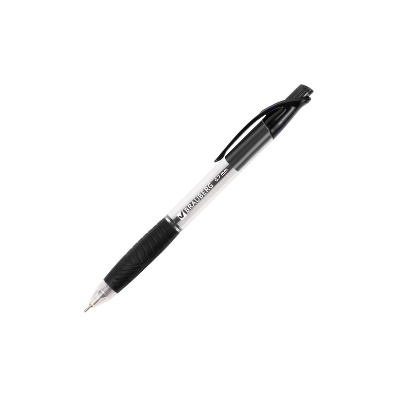 Ручка шариковая масляная автоматическая BRAUBERG "Metropolis", узел 0,7 мм, линия 0,35 мм, черная, 142133