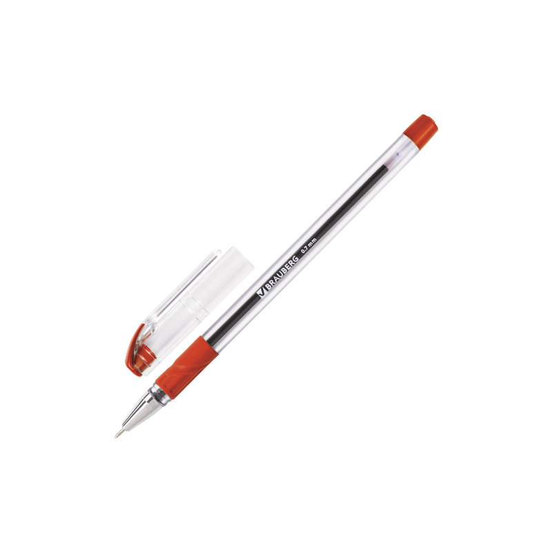 Ручка шариковая масляная BRAUBERG "Max-Oil", игольчатый узел 0,7 мм, линия 0,35 мм, красная, 142143