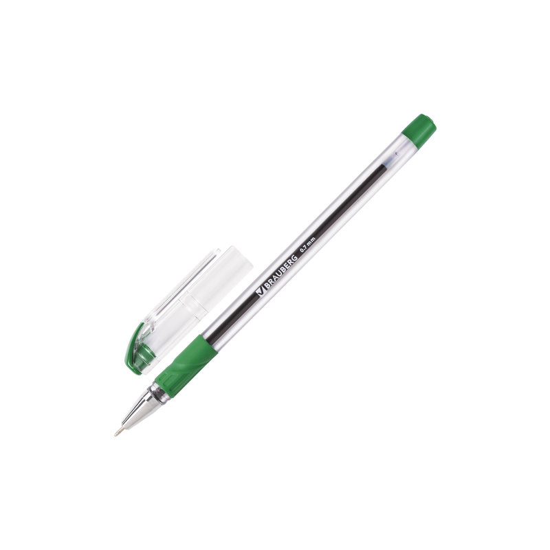 Ручка шариковая масляная BRAUBERG "Max-Oil", игольчатый узел 0,7 мм, линия 0,35 мм, зеленая, 142144