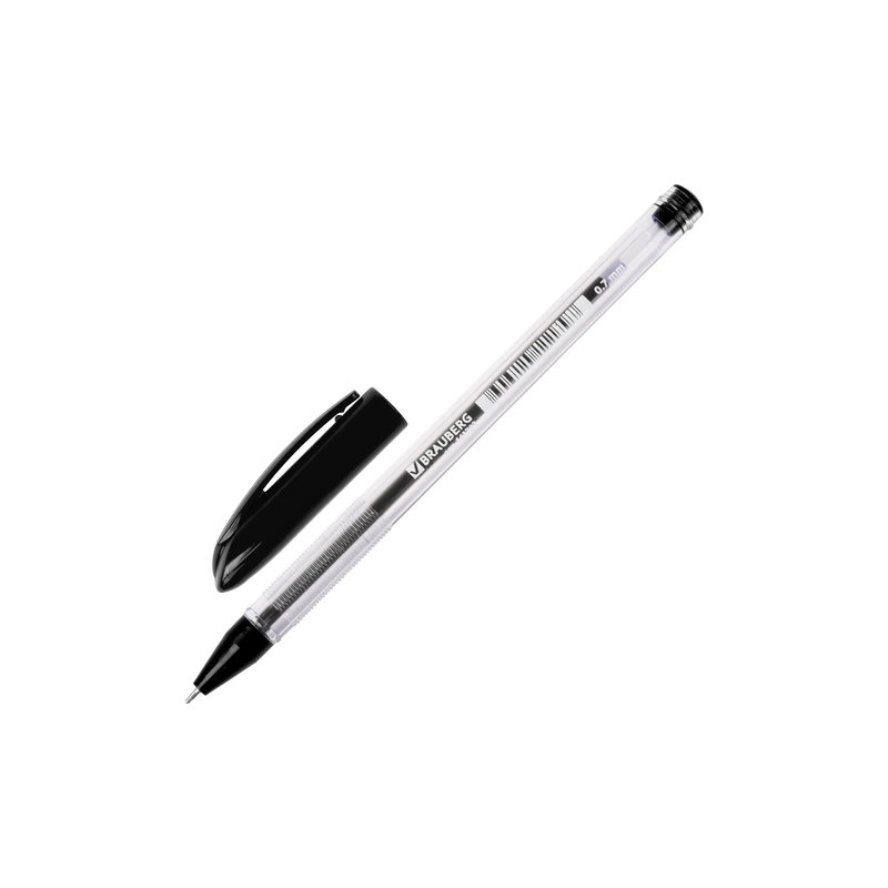 Ручка шариковая масляная BRAUBERG "Rite-Oil", корпус прозрачный, узел 0,7 мм, линия 0,35 мм, черная, 142147