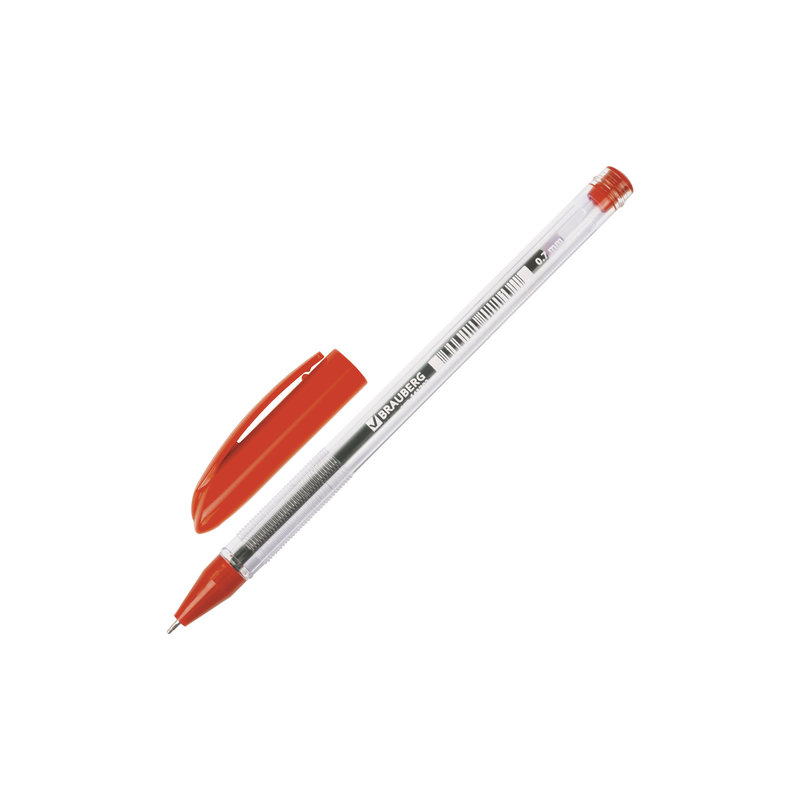 Ручка шариковая масляная BRAUBERG "Rite-Oil", корпус прозрачный, узел 0,7 мм, линия 0,35 мм, красная, 142148