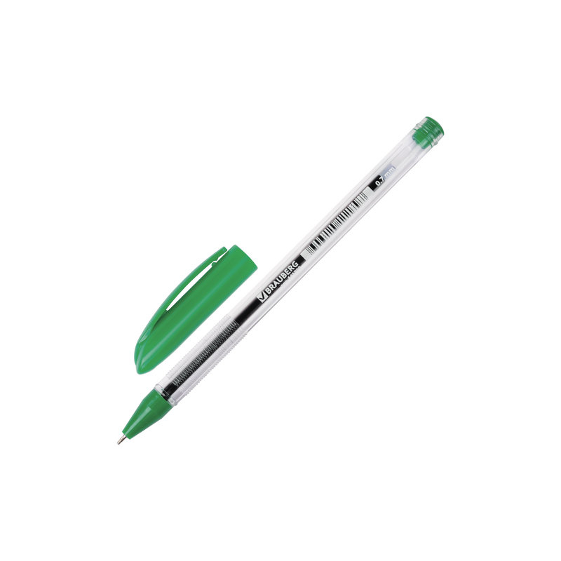 Ручка шариковая масляная BRAUBERG "Rite-Oil", корпус прозрачный, узел 0,7 мм, линия 0,35 мм, зеленая, 142149