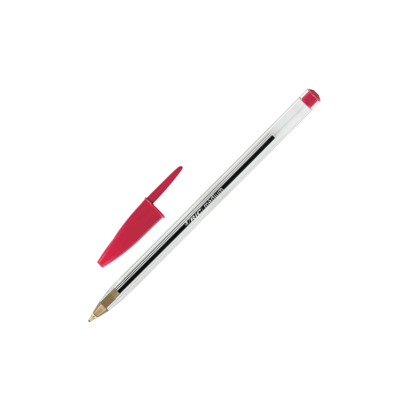 Ручка шариковая BIC "Cristal", корпус прозрачный, узел 1 мм, линия 0,4 мм, красная, 847899