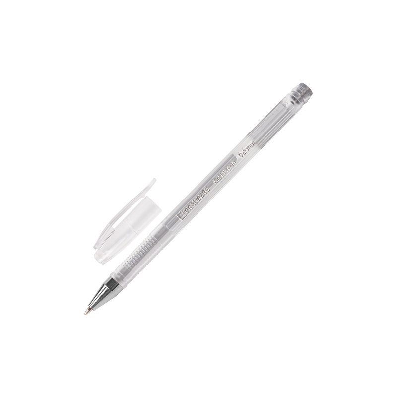 Ручка гелевая BRAUBERG "Jet", корпус прозрачный, узел 0,5 мм, линия 0,35 мм, серебристая, 142159