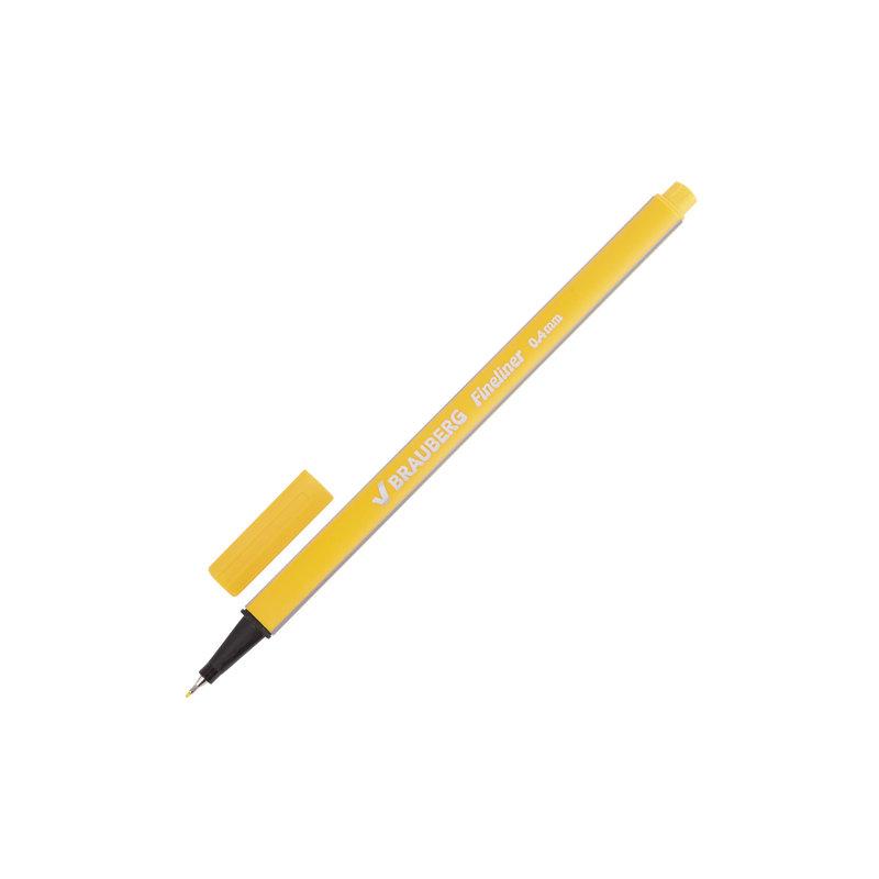Ручка капиллярная BRAUBERG "Aero", трехгранная, металлический наконечник, 0,4 мм, желтая, 142248