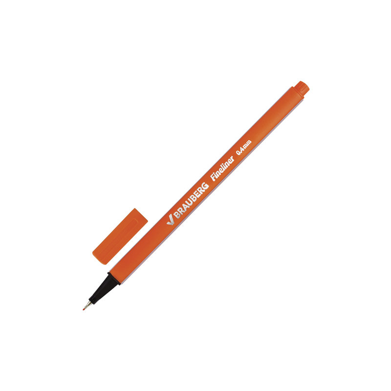Ручка капиллярная BRAUBERG "Aero", трехгранная, металлический наконечник, 0,4 мм, оранжевая, 142249