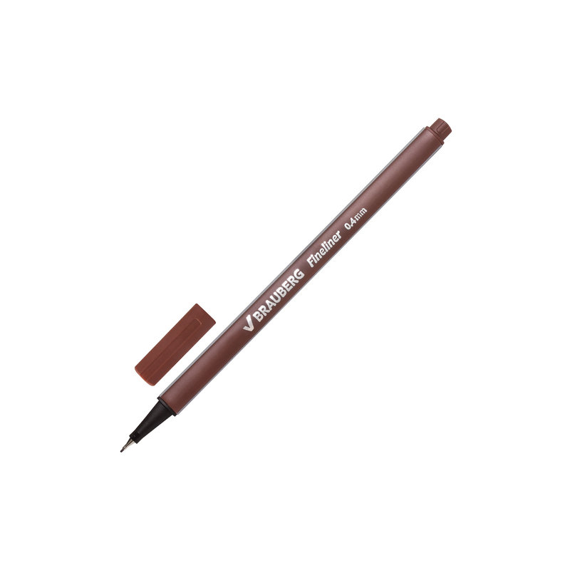 Ручка капиллярная BRAUBERG "Aero", трехгранная, металлический наконечник, 0,4 мм, коричневая, 142257