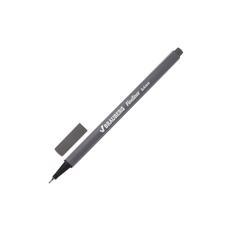 Ручка капиллярная BRAUBERG "Aero", трехгранная, металлический наконечник, 0,4 мм, серая, 142258