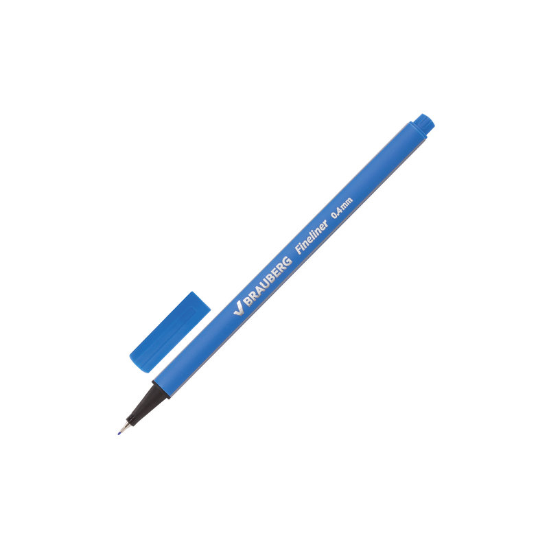 Ручка капиллярная BRAUBERG "Aero", трехгранная, металлический наконечник, 0,4 мм, голубая, 142259