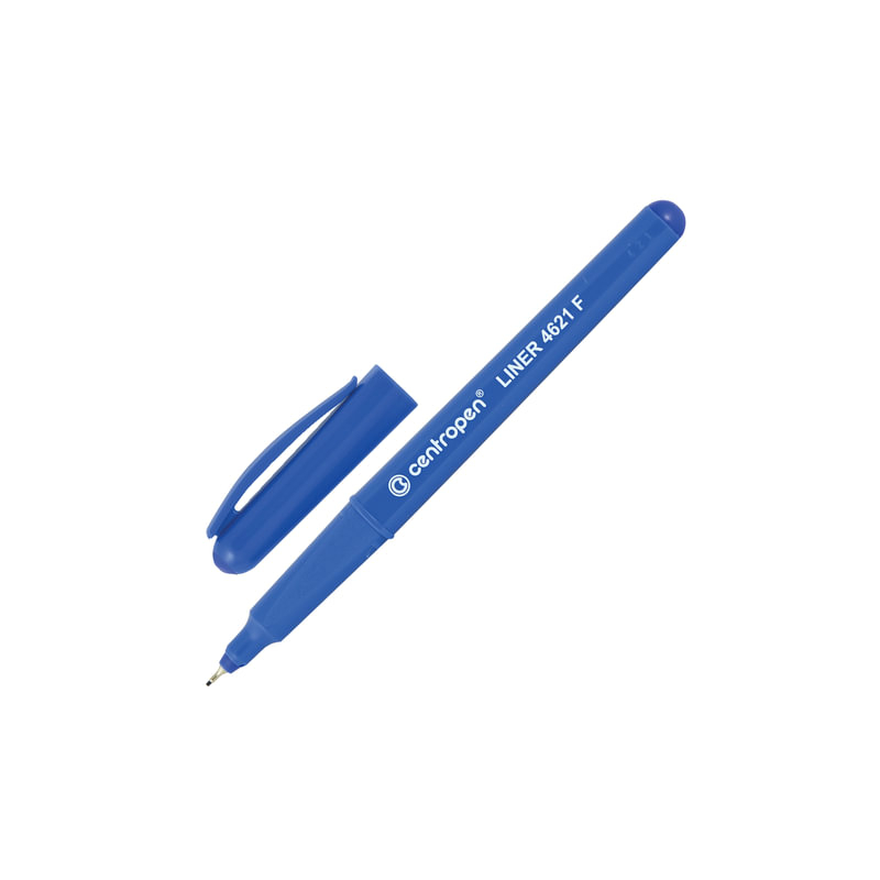 Ручка капиллярная Centropen трехгранная, корпус синий, толщина письма 0,3 мм, синяя, 4621/1С