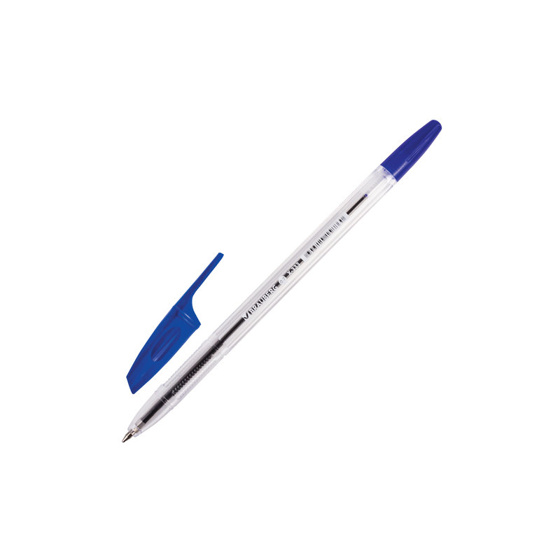 Ручка шариковая BRAUBERG "X-333", корпус прозрачный, узел 0,7 мм, линия 0,35 мм, синяя, 142405