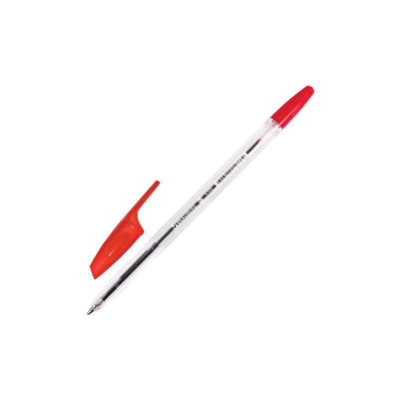 Ручка шариковая BRAUBERG "X-333", корпус прозрачный, узел 0,7 мм, линия 0,35 мм, красная, 142407