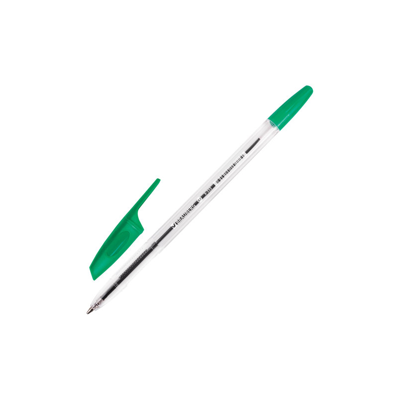 Ручка шариковая BRAUBERG "X-333", корпус прозрачный, узел 0,7 мм, линия 0,35 мм, зеленая, 142408
