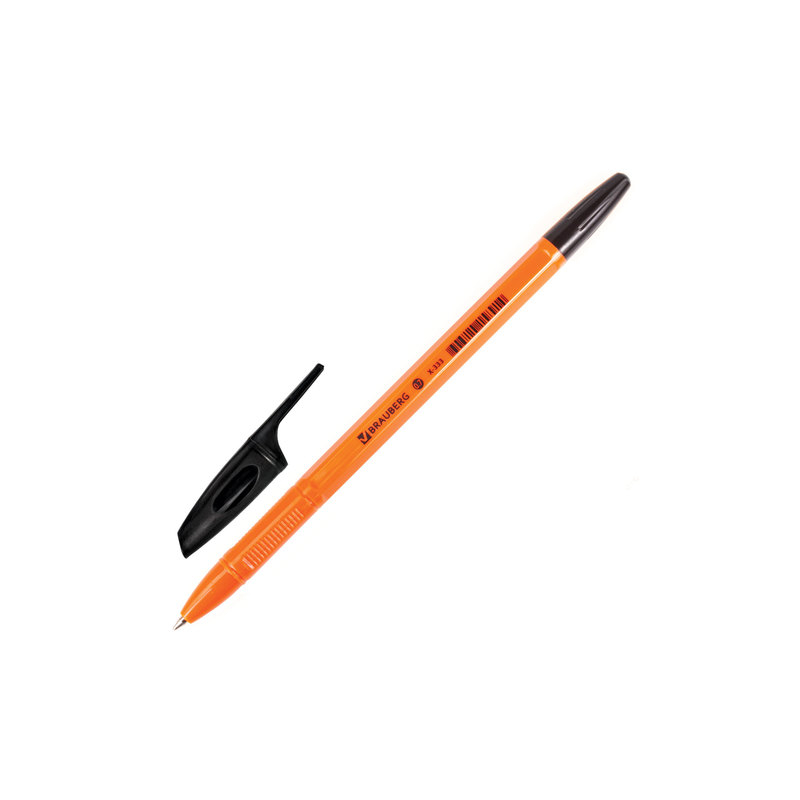 Ручка шариковая BRAUBERG "X-333 Orange", корпус оранжевый, узел 0,7 мм, линия 0,35 мм, черная, 142410