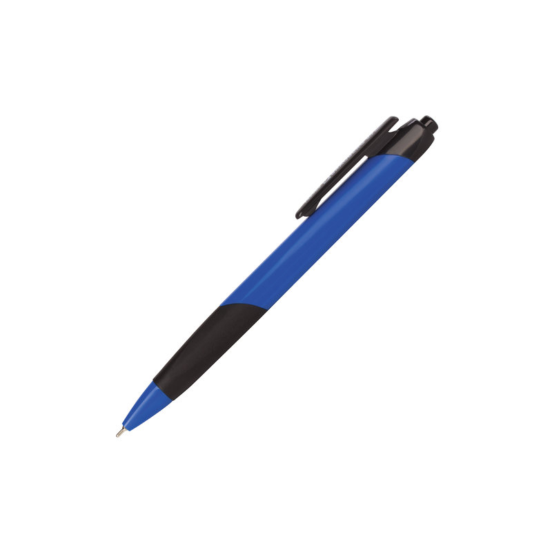 Ручка шариковая масляная автоматическая BRAUBERG "Booster", трехгранная, узел 0,7 мм, линия 0,35 мм, синяя, 142483