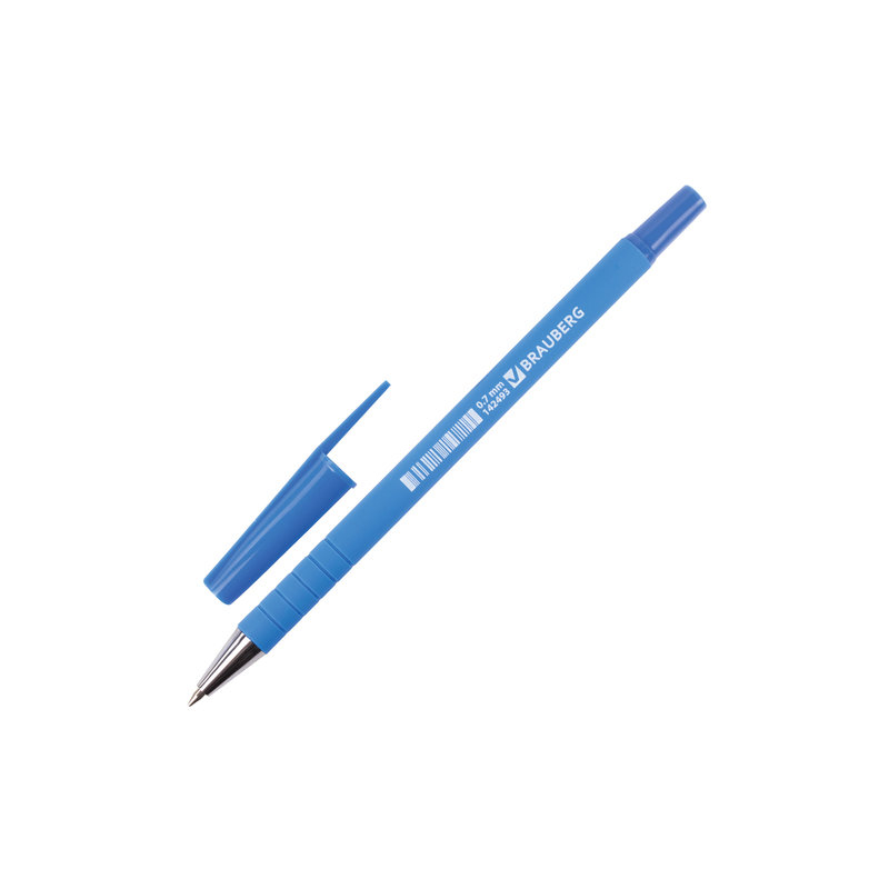 Ручка шариковая BRAUBERG Capital blue, корпус soft-touch голубой, 0,7мм, линия 0,35мм, синяя, BP174