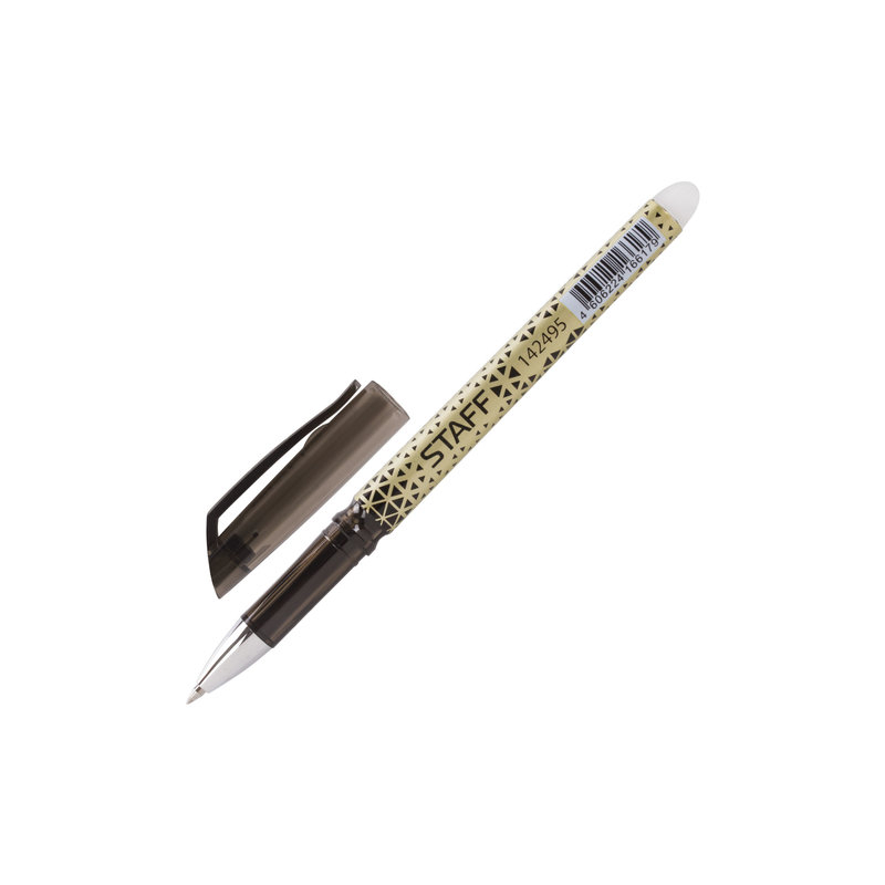 Ручка стираемая гелевая STAFF хромированные детали, узел 0,5 мм, линия 0,35 мм, черная, 92