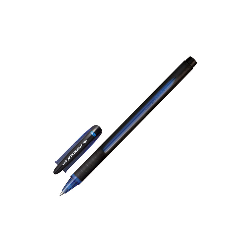 Ручка шариковая масляная UNI "JetStream", корпус синий, узел 0,7 мм, линия 0,35 мм, синяя, SX-101-07 BLUE