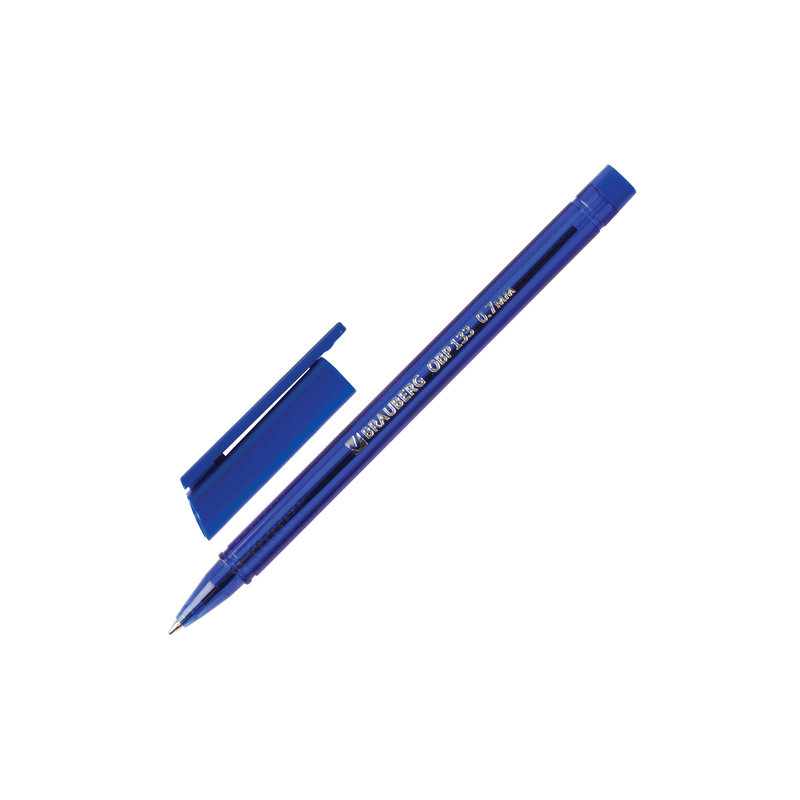 Ручка шариковая масляная BRAUBERG "Marine", корпус тонированный синий, узел 0,7 мм, линия 0,3 мм, синяя, OBP133