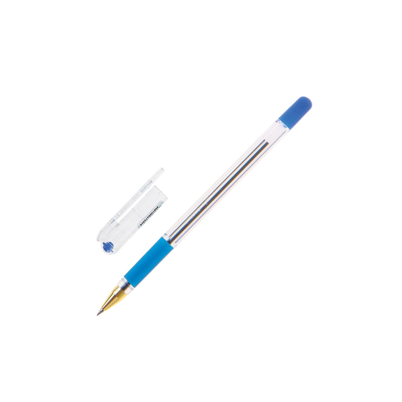 Ручка шариковая масляная MunHwa "MC Gold", корпус прозрачный, узел 0,5 мм, линия 0,3 мм, синяя, BMC-02