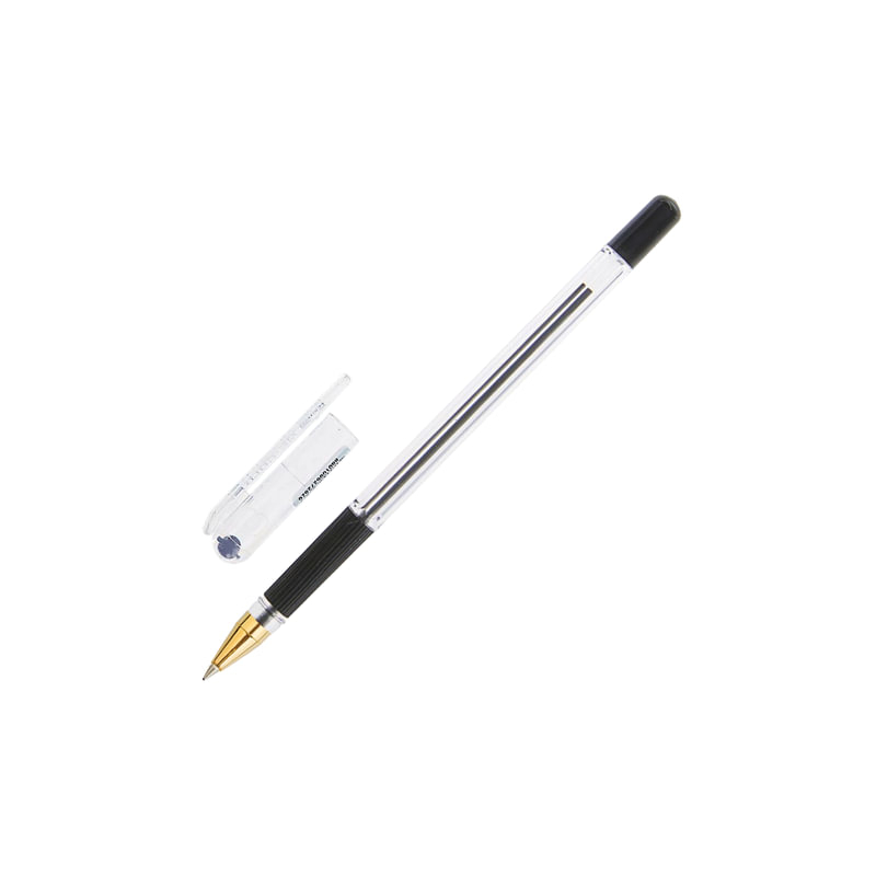 Ручка шариковая масляная MunHwa "MC Gold", корпус прозрачный, узел 0,5 мм, линия 0,3 мм, черная, BMC-01