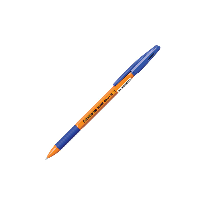 Ручка шариковая ERICH KRAUSE "R-301 Grip", корпус оранжевый, узел 0,7 мм, линия 0,35 мм, упор, синяя, 39531