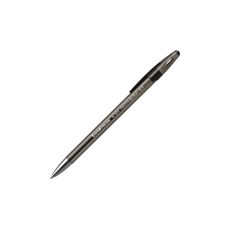 Ручка гелевая ERICH KRAUSE "R-301 Original Gel", корпус прозрачный, узел 0,5 мм, линия 0,4 мм, черная, 42721