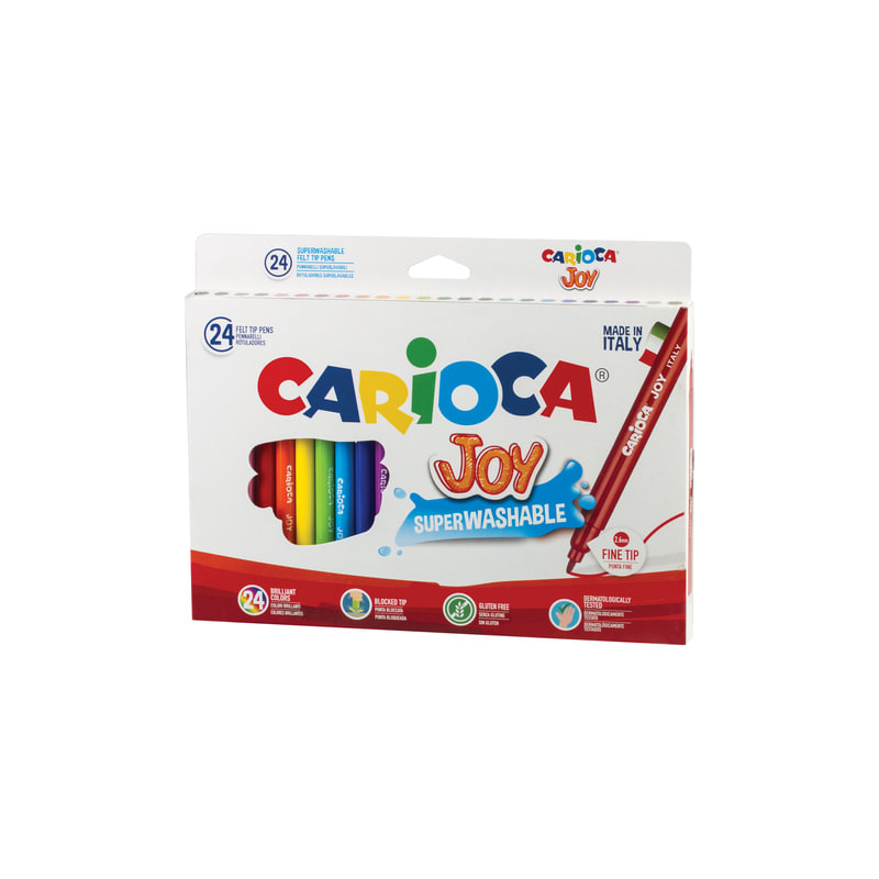 Фломастеры Carioca "Joy", 24 цвета, суперсмываемые, вентилируемый колпачок, картонная коробка, 40615