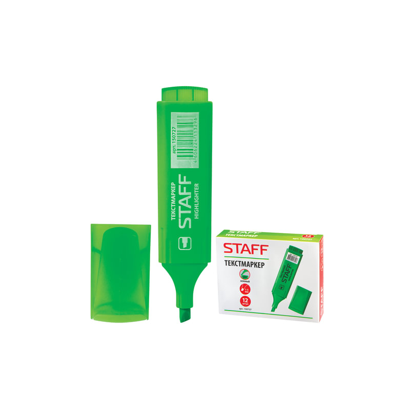 Текстмаркер STAFF скошенный наконечник 1-5 мм, зеленый, 150727