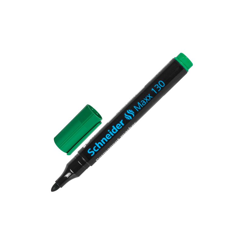 Маркер перманентный (нестираемый) SCHNEIDER "Maxx 130", круглый, 1-3 мм, зеленый, 113004