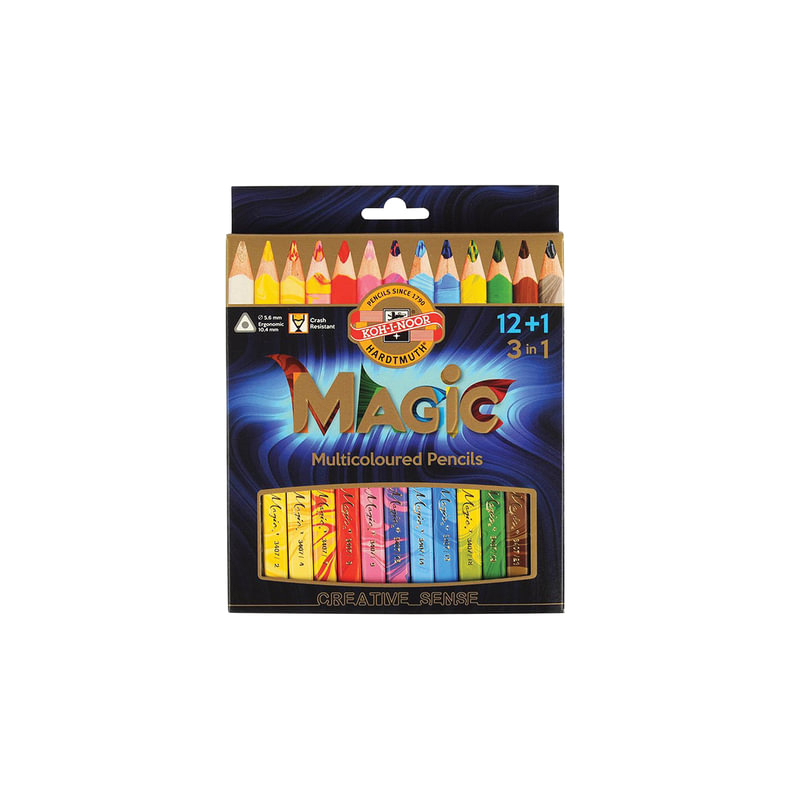 Карандаши с многоцветным грифелем Koh-I-Noor набор 13 шт., "Magic", трехгранные, грифель 5,6 мм, европодвес, 3408013001KS