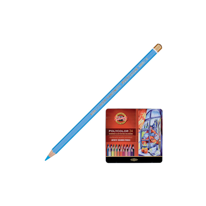 Карандаши цветные художественные Koh-I-Noor "Polycolor", 24 цвета, 3,8 мм, металлическая коробка, 3824024002PL