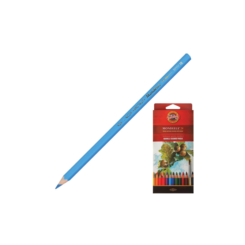 Карандаши цветные акварельные художественные Koh-I-Noor "Mondeluz", 24 цвета, 3,8 мм, заточенные, европодвес, 3718024001KSRU