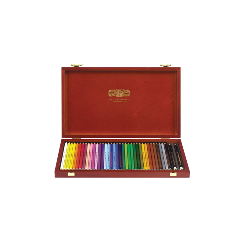 Карандаши цветные Koh-I-Noor "Polycolor", 36 цветов, грифель 3,8 мм, заточенные, деревянный ящик, 3895036001DK