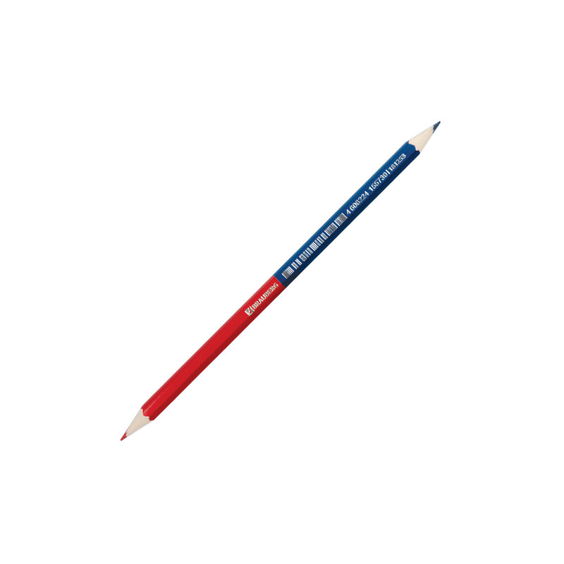 Карандаш двухцветный красно-синий, BRAUBERG заточенный, грифель 2,9 мм, 181253