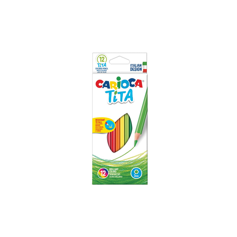 Карандаши цветные Carioca "Tita", 12 цветов, пластиковые, грифель 3 мм, шестигранные, европодвес, 42793